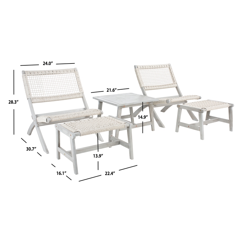Safavieh Casella Wood and Fabric Living Set  in Gray / Gray