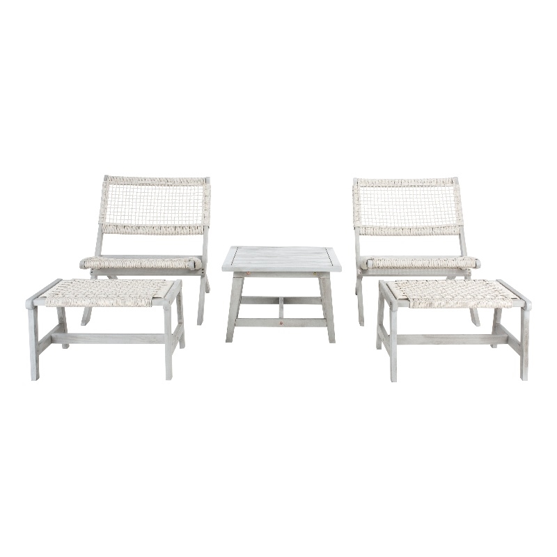 Safavieh Casella Wood and Fabric Living Set  in Gray / Gray