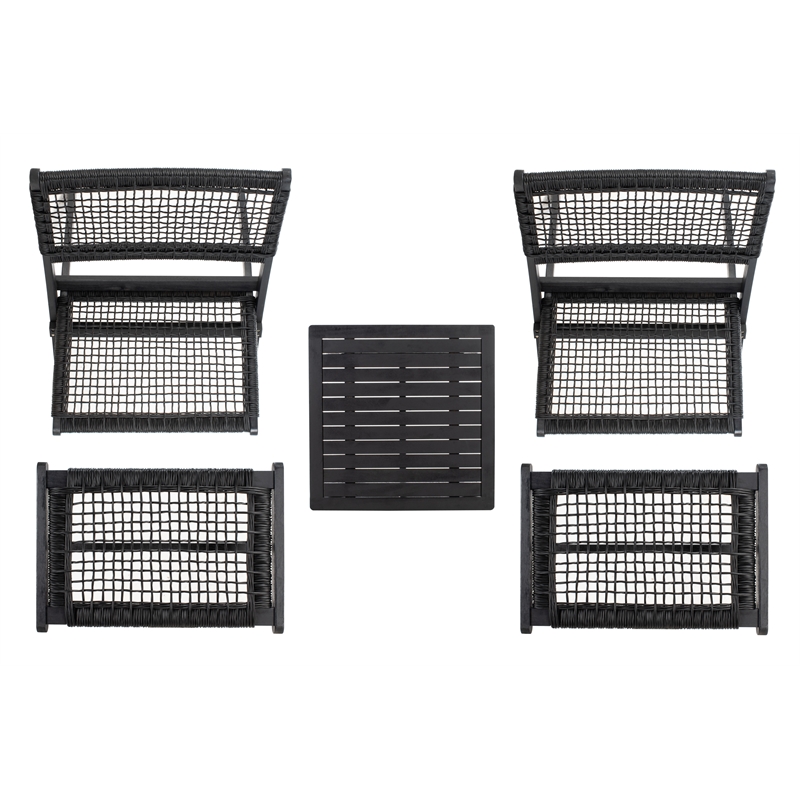 Safavieh Casella Wood and Fabric Living Set  in Black / Black