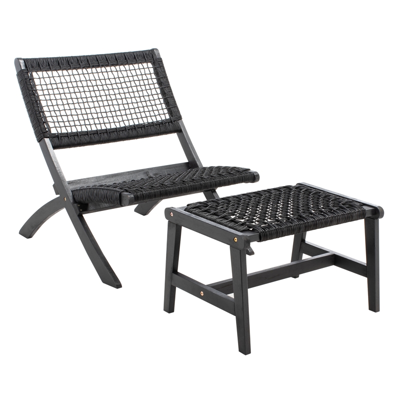 Safavieh Casella Wood and Fabric Living Set  in Black / Black