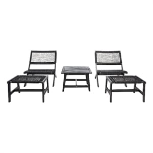 Safavieh Casella Wood and Fabric Living Set  in Black / Black