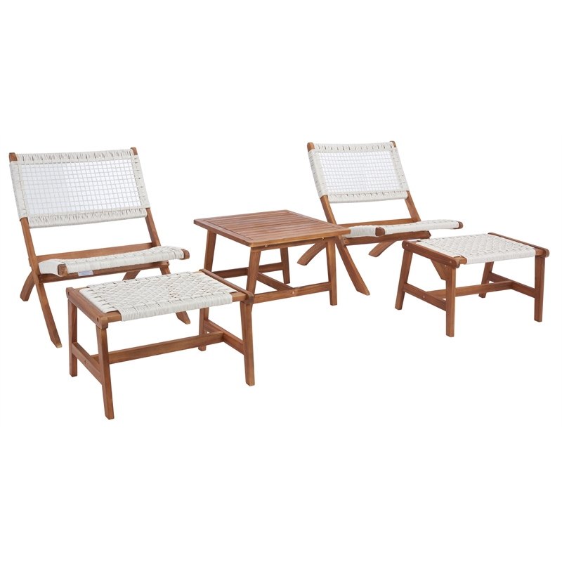 Safavieh Casella Wood and Fabric Living Set  in Natural / White