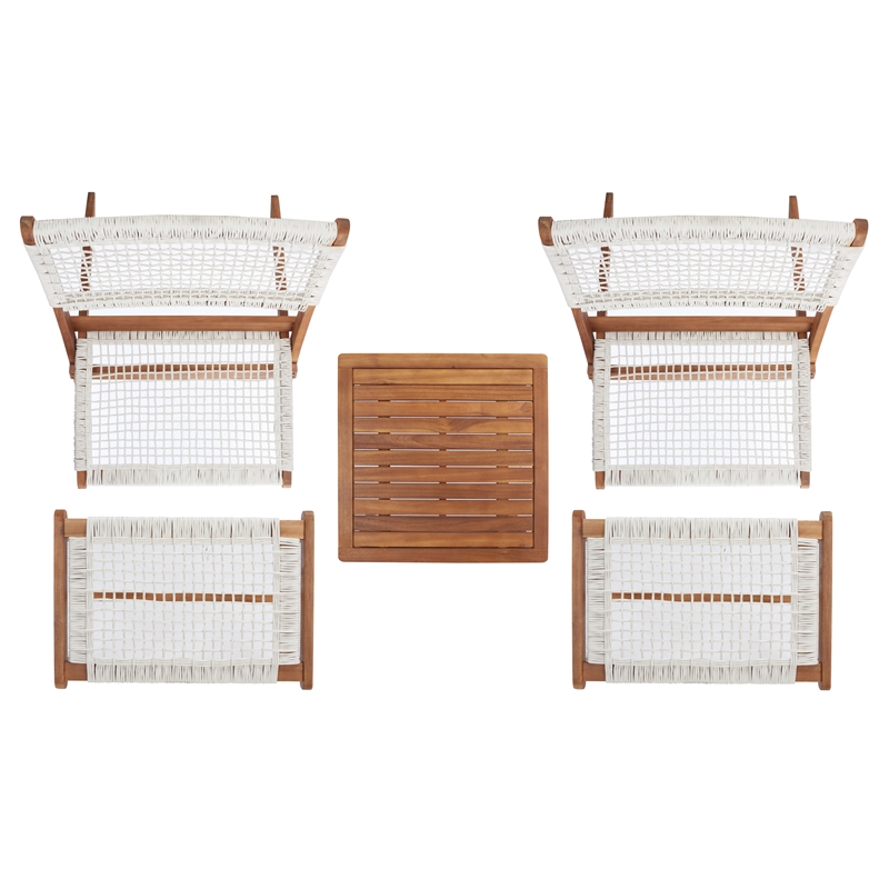 Safavieh Casella Wood and Fabric Living Set  in Natural / White