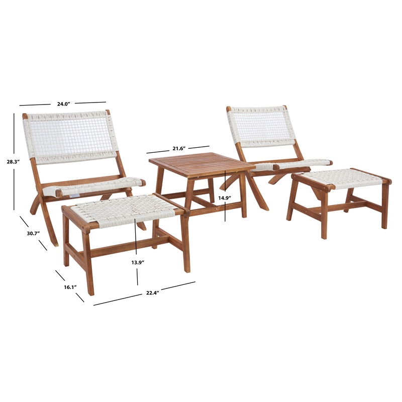 Safavieh Casella Wood and Fabric Living Set  in Natural / White