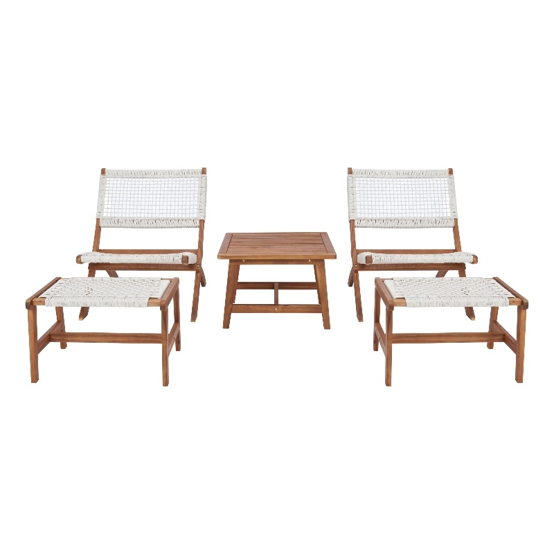 Safavieh Casella Wood and Fabric Living Set  in Natural / White