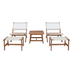 Safavieh Casella Wood and Fabric Living Set  in Natural / White
