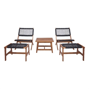 Safavieh Casella Wood and Fabric Living Set  in Natural / Black