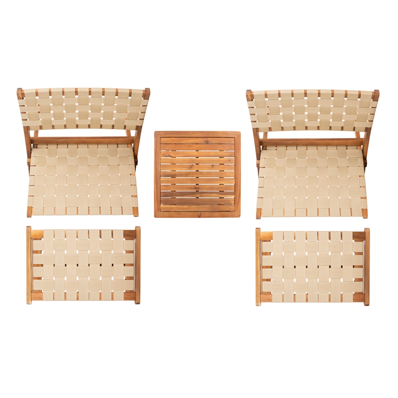 Safavieh Darryl Wood and Fabric Living Set in Natural / Natural