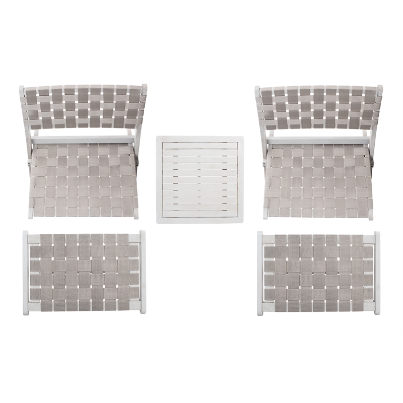 Safavieh Darryl Wood and Fabric Living Set in Gray / Gray