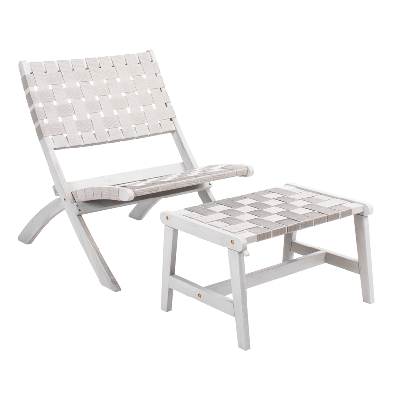 Safavieh Darryl Wood and Fabric Living Set in Gray / Gray
