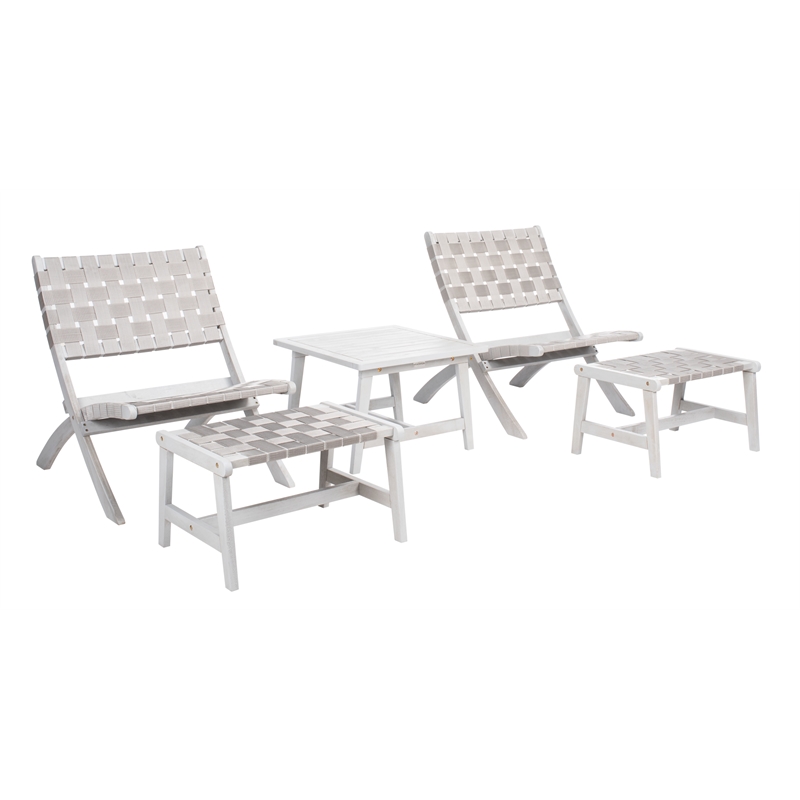 Safavieh Darryl Wood and Fabric Living Set in Gray / Gray
