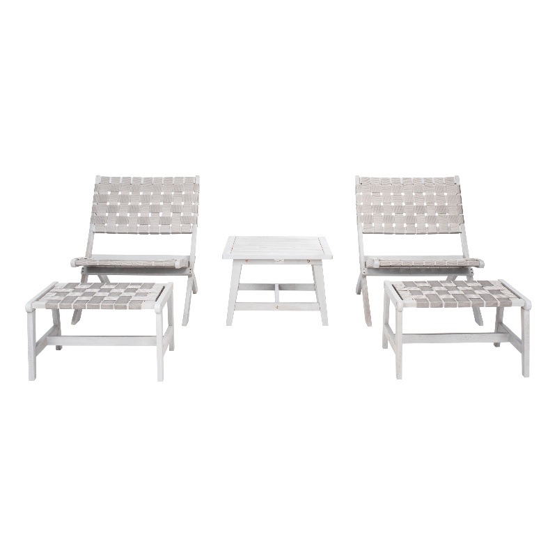 Safavieh Darryl Wood and Fabric Living Set in Gray / Gray