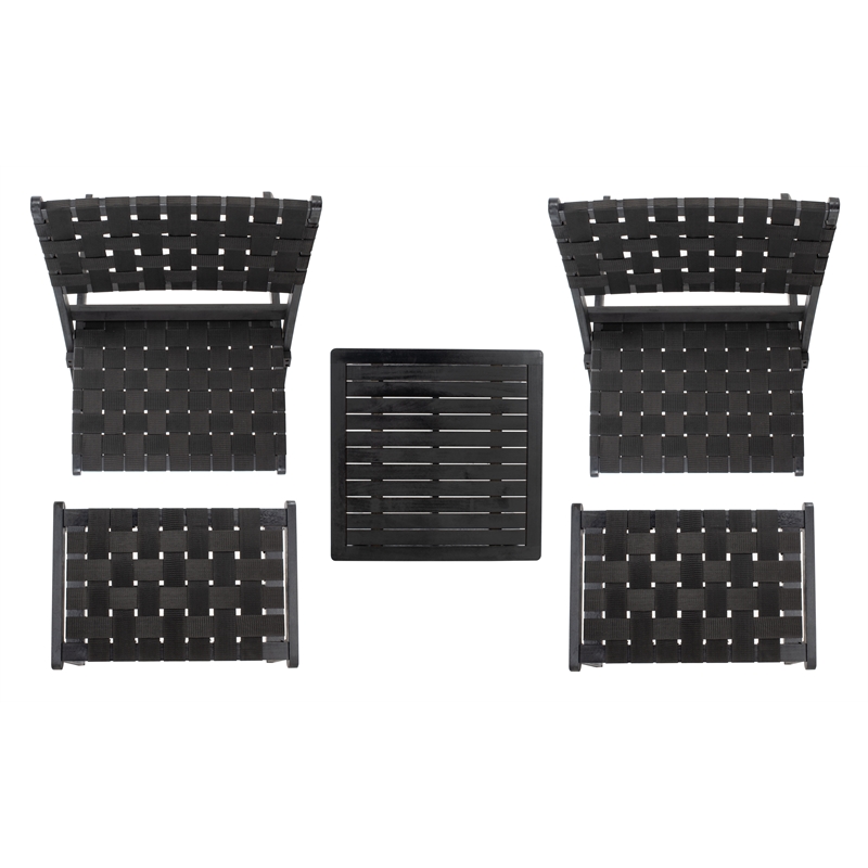 Safavieh Darryl Wood and Fabric Living Set in Black / Black