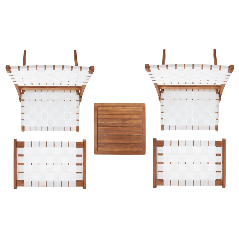 Safavieh Darryl Wood and Fabric Living Set in Natural / White