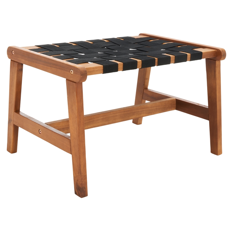 Safavieh Darryl Wood and Fabric Living Set in Natural / Black