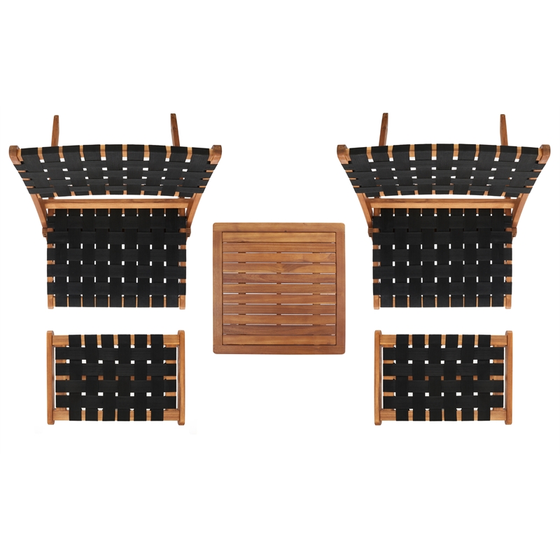 Safavieh Darryl Wood and Fabric Living Set in Natural / Black