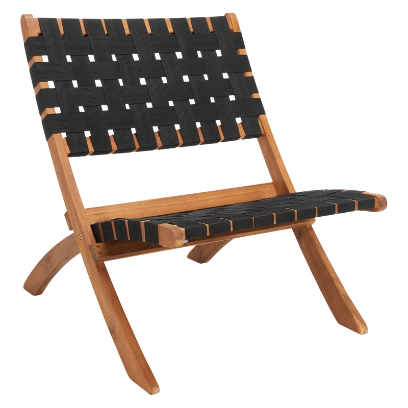 Safavieh Darryl Wood and Fabric Living Set in Natural / Black