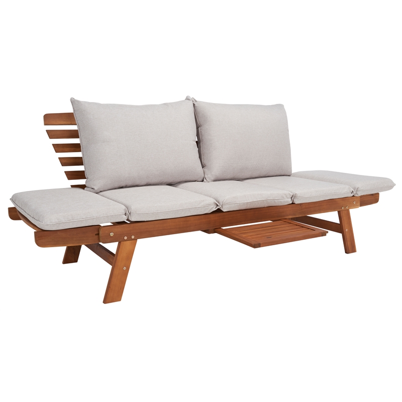 Safavieh Emely Wood Outdoor Daybed in Natural / Light Gray
