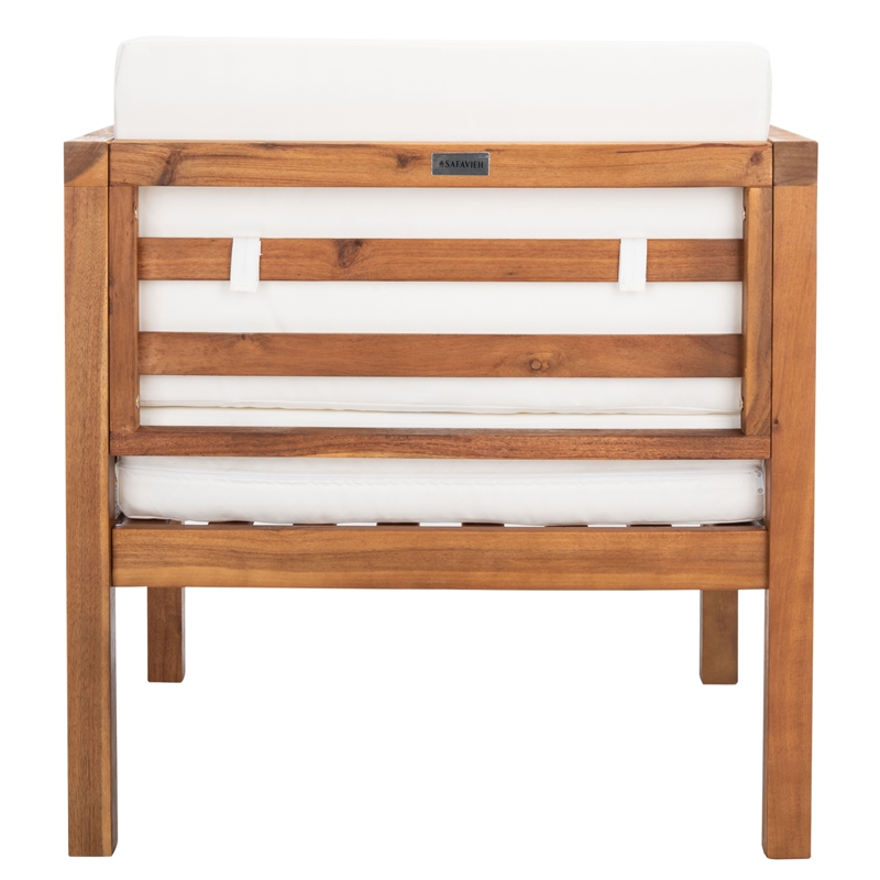Safavieh Kinnell Wood Outdoor Armchair in Natural / Beige