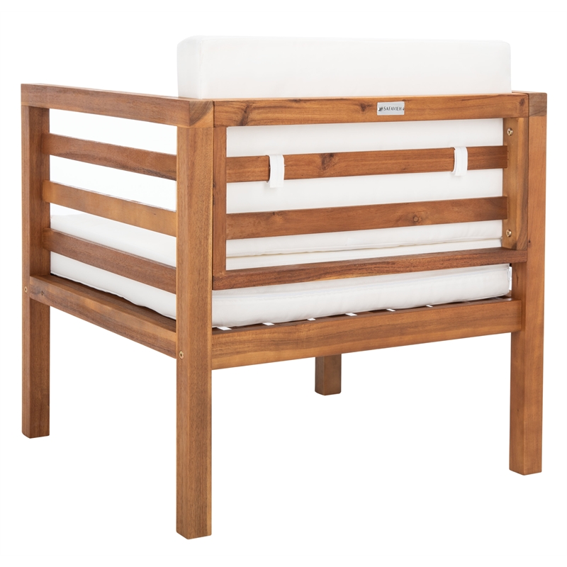 Safavieh Kinnell Wood Outdoor Armchair in Natural / Beige