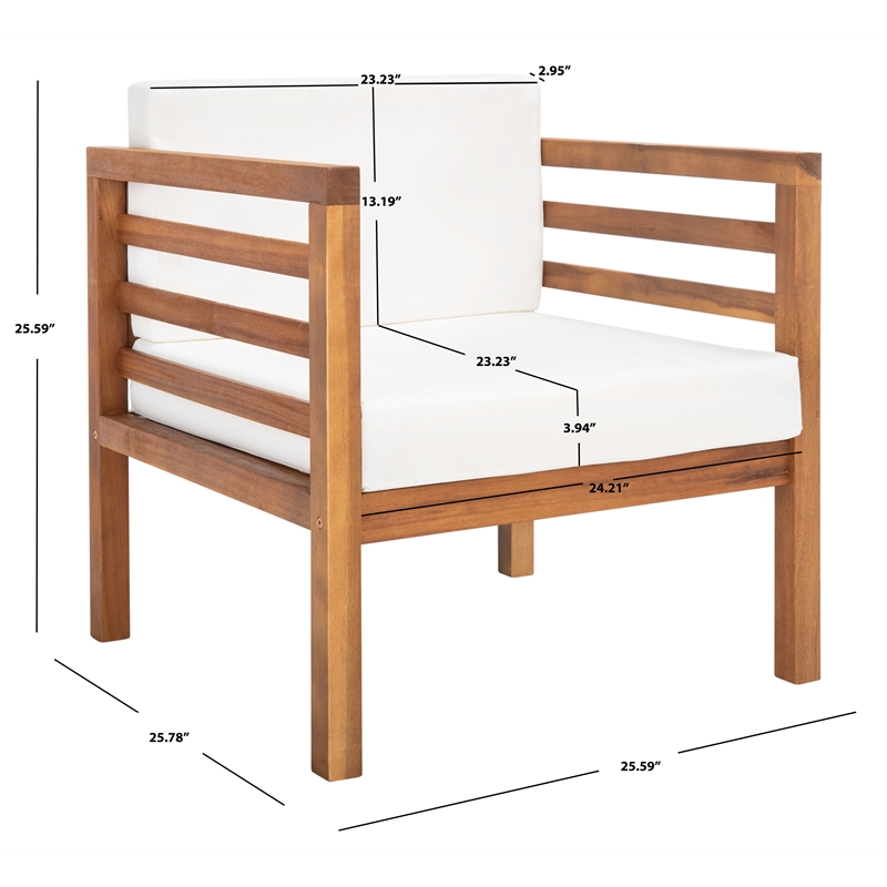 Safavieh Kinnell Wood Outdoor Armchair in Natural / Beige