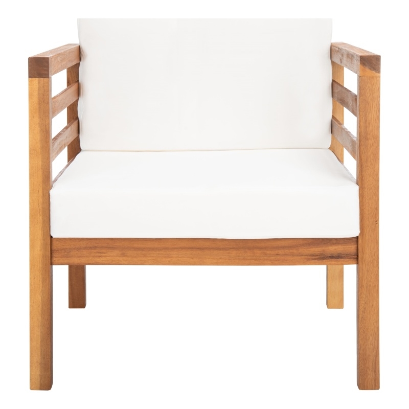 Safavieh Kinnell Wood Outdoor Armchair in Natural / Beige