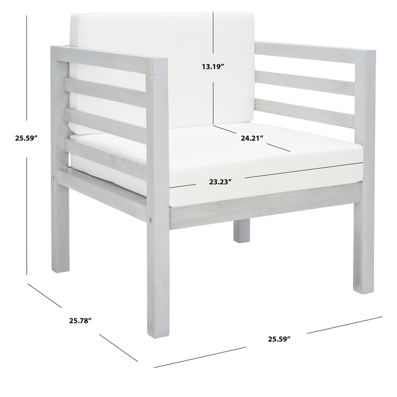 Safavieh Kinnell Wood Outdoor Armchair in Gray / Beige