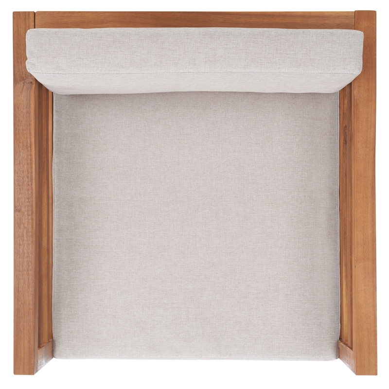 Safavieh Kinnell Wood Outdoor Armchair in Natural / Light Gray
