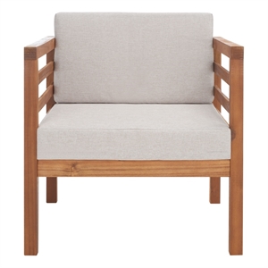 Safavieh Kinnell Wood Outdoor Armchair in Natural / Light Gray