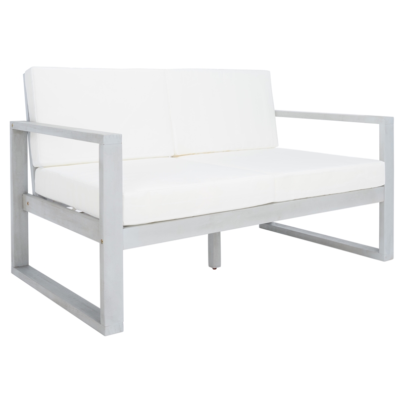 Safavieh Emiko Wood Outdoor Bench in Gray / Beige