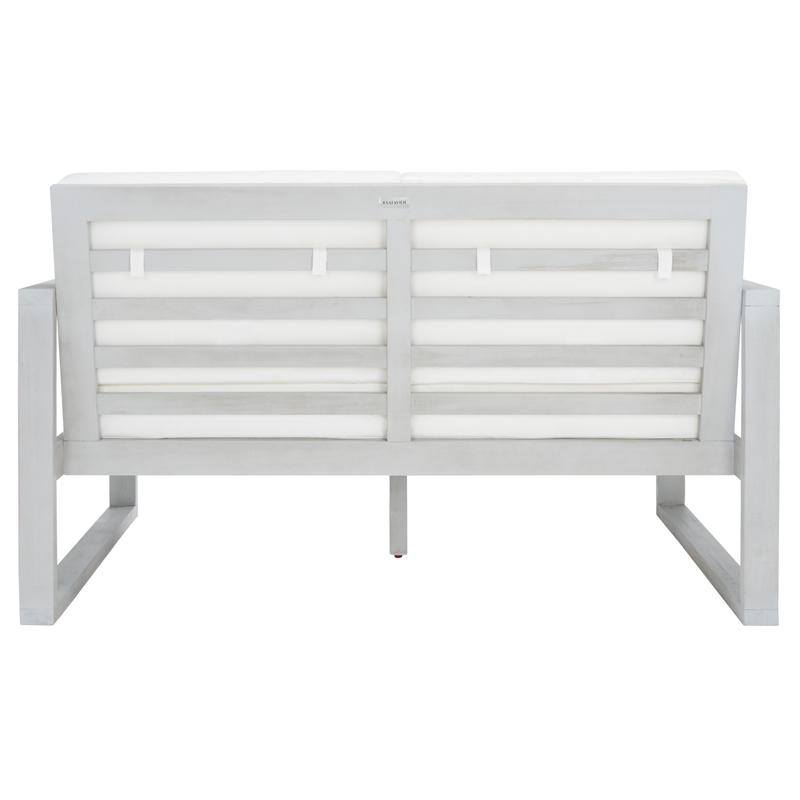 Safavieh Emiko Wood Outdoor Bench in Gray / Beige