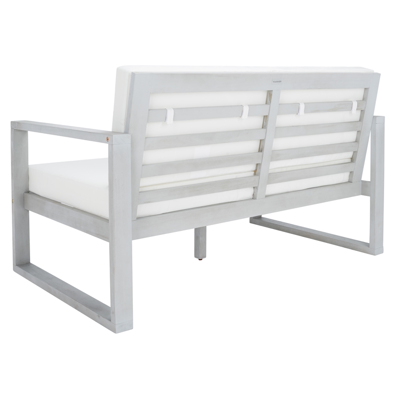 Safavieh Emiko Wood Outdoor Bench in Gray / Beige