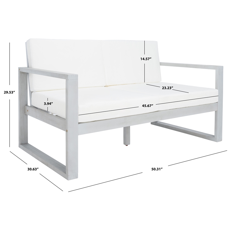 Safavieh Emiko Wood Outdoor Bench in Gray / Beige