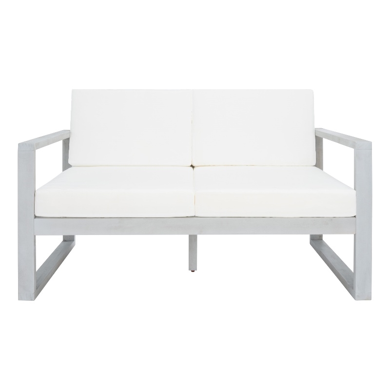 Safavieh Emiko Wood Outdoor Bench in Gray / Beige