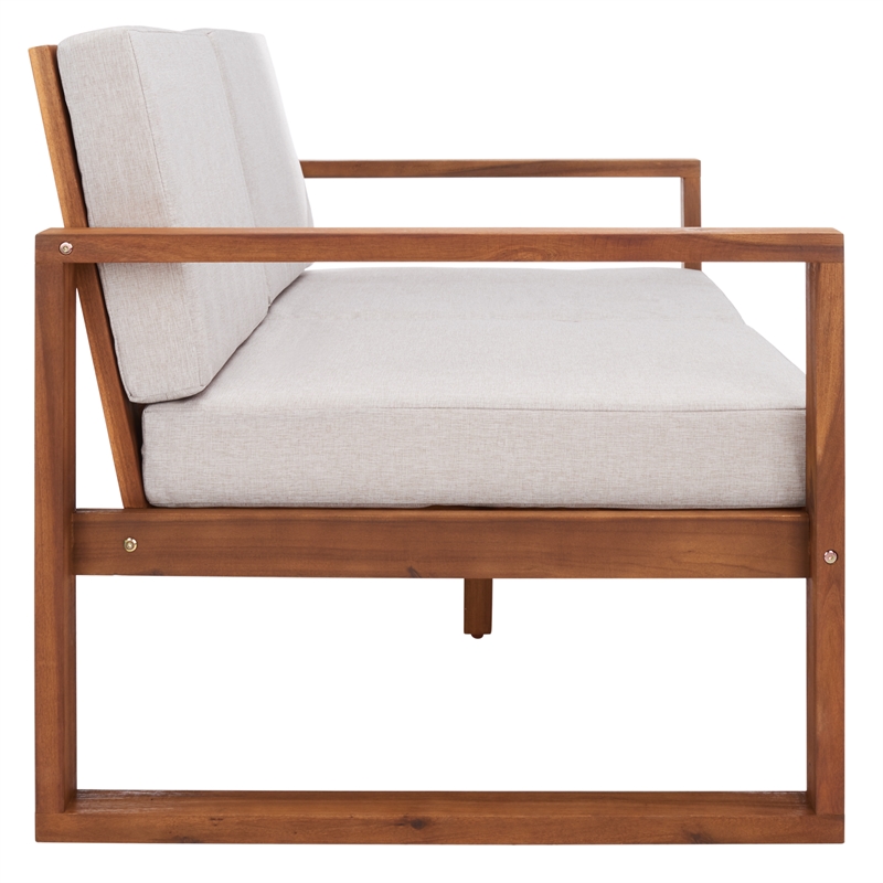 Safavieh Emiko Wood Outdoor Bench in Natural / Light Gray