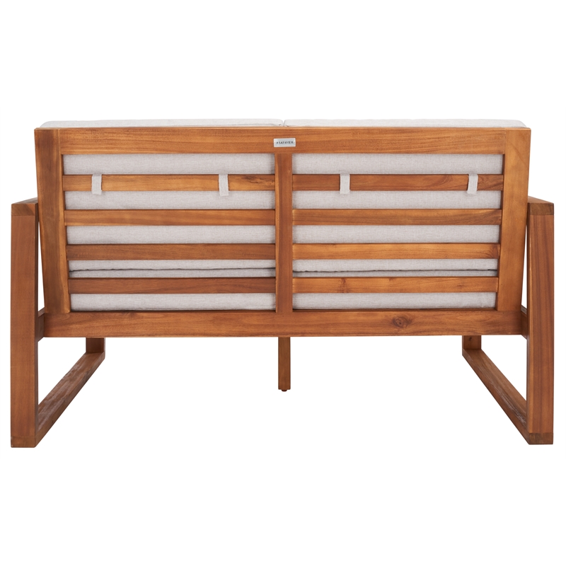 Safavieh Emiko Wood Outdoor Bench in Natural / Light Gray
