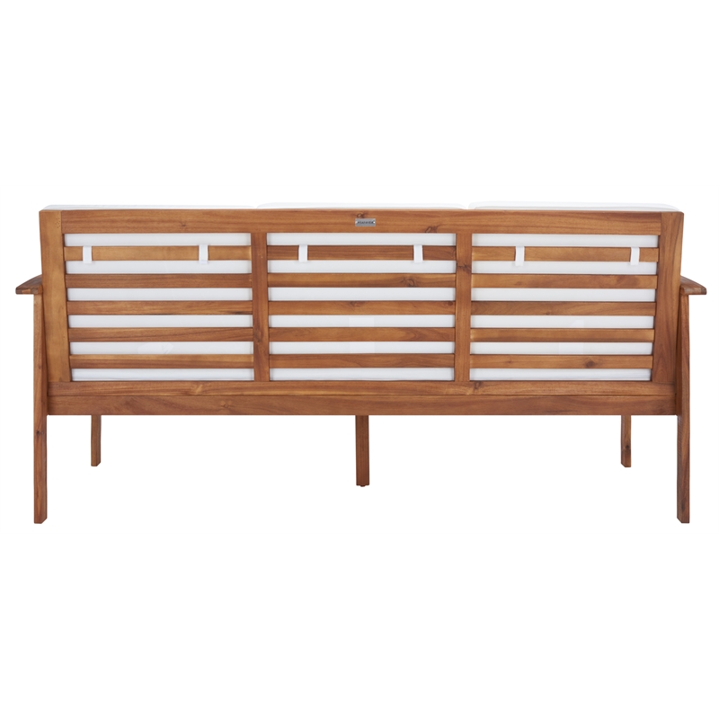 Safavieh Finnick Wood Outdoor Bench in Natural / Beige