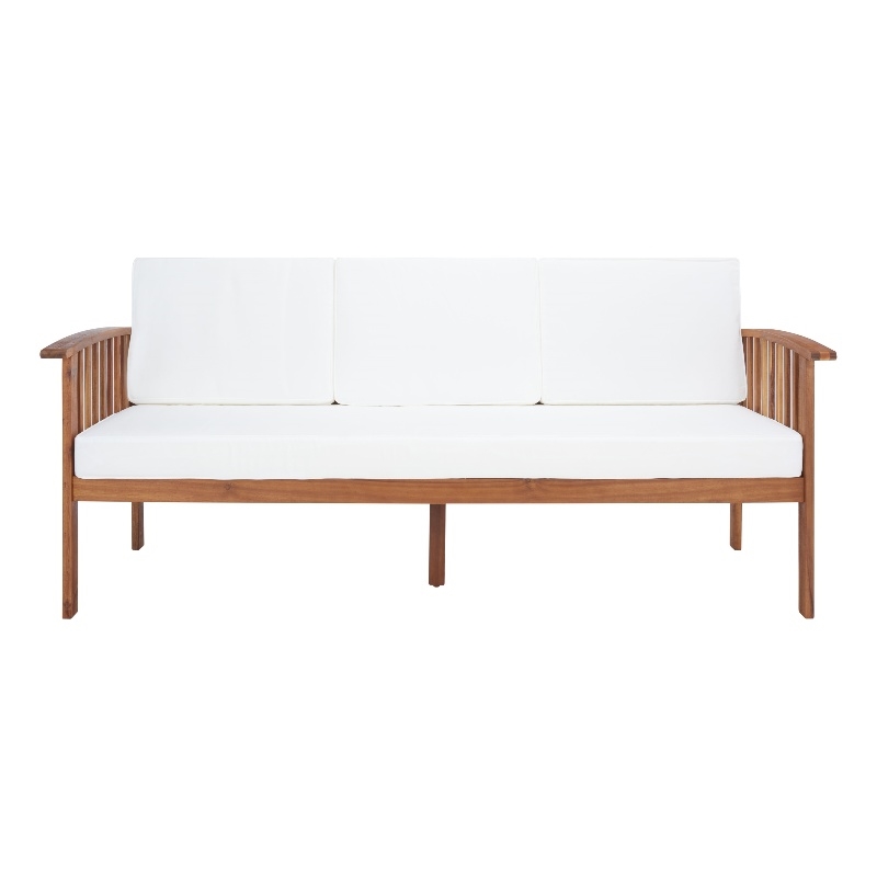 Safavieh Finnick Wood Outdoor Bench in Natural / Beige