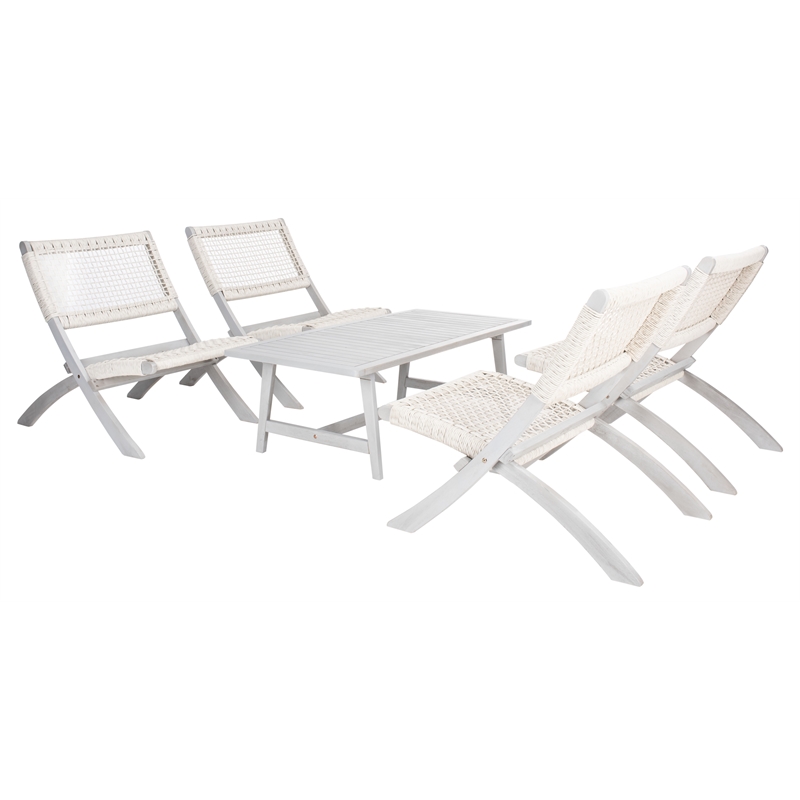 Safavieh Blaze Wood and Fabric Living Set in Gray / Gray