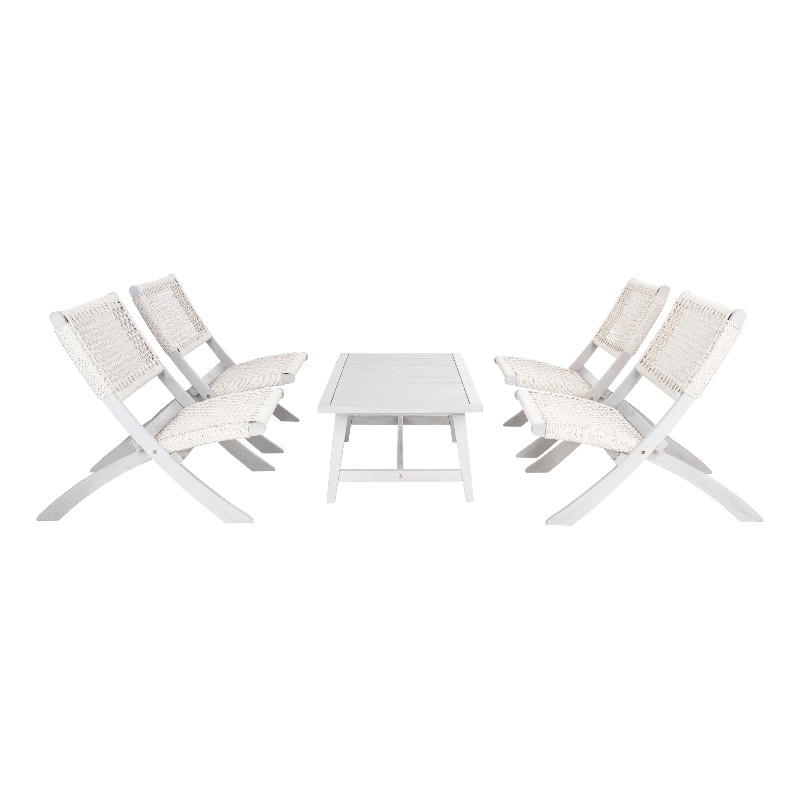 Safavieh Blaze Wood and Fabric Living Set in Gray / Gray
