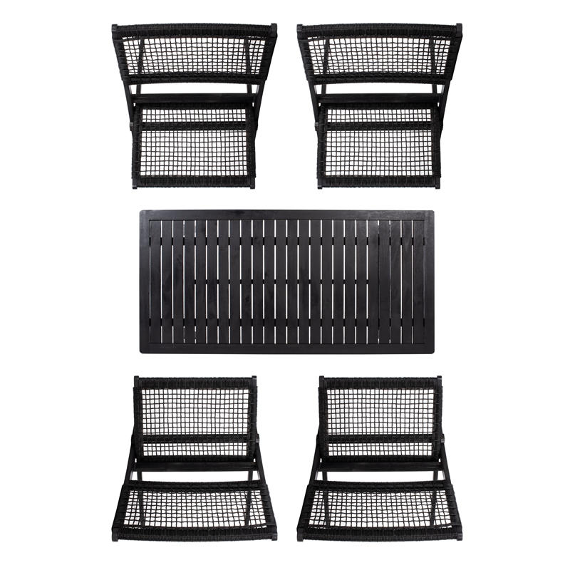 Safavieh Blaze Wood and Fabric Living Set in Black / Black
