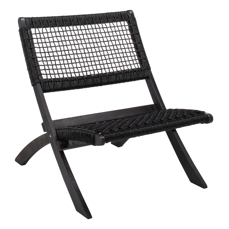 Safavieh Blaze Wood and Fabric Living Set in Black / Black
