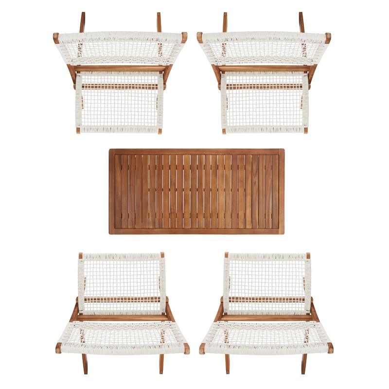 Safavieh Blaze Wood and Fabric Living Set in Natural / White