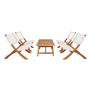 Safavieh Blaze Wood and Fabric Living Set in Natural / White