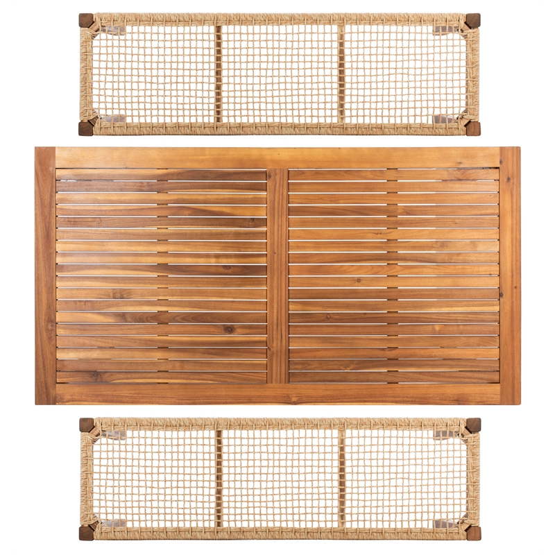 Safavieh Aquina Wood and Fabric Dining Set in Natural / Natural