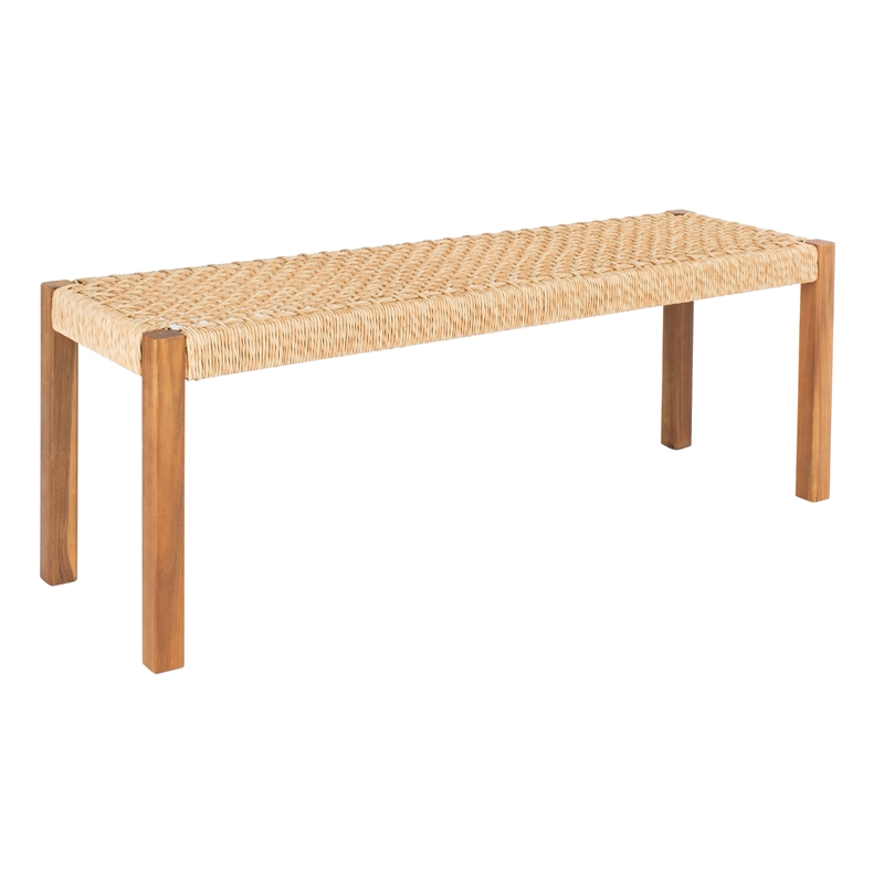 Safavieh Aquina Wood and Fabric Dining Set in Natural / Natural