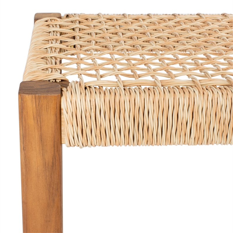 Safavieh Aquina Wood and Fabric Dining Set in Natural / Natural