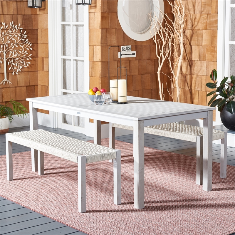 Safavieh Aquina Wood and Fabric Dining Set in Gray / Gray