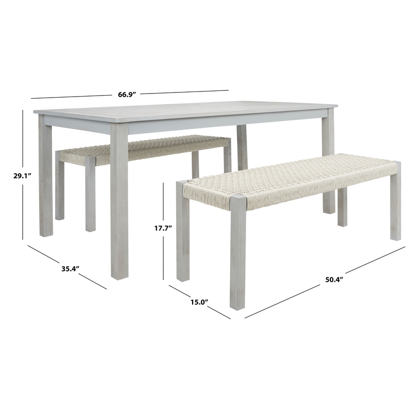 Safavieh Aquina Wood and Fabric Dining Set in Gray / Gray