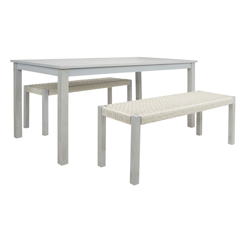 Safavieh Aquina Wood and Fabric Dining Set in Gray / Gray